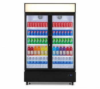 47.5 in. 25.8 cu. ft. Two Glass Door Commercial Refrigerator Reach-In Display Cooler Merchandiser Stainless Steel Beverage Refrigerator