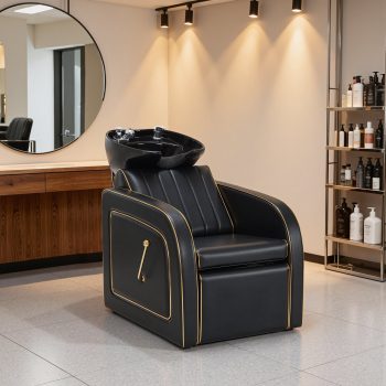 BarberPub Backwash Shampoo Chair and Bowl Set, Shampoo Station Chair for Spa Beauty Salon