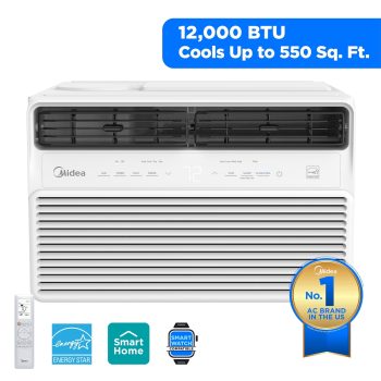 Midea 12,000 BTU Window Air Conditioner, Smart Inverter, Cools Up To 550 Sq Ft, Wi-Fi and Alexa, White