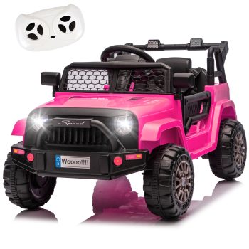 12V Kids Ride On Toy, Ride on Truck w/Parent Remote Control, Electric Toddler Ride on Car for Kids w/ Reflective Stickers, Front Anti-Collision Bar Design, LED Headlights, Bluetooth, 3 Speeds()