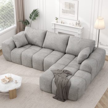 IDEALSOUL Sectional Sofa, 101" L-Shaped Modular Cloud Couch,Unique Chenille Fabric Couches and Sofas,Compression Sofa No Assembly Required()