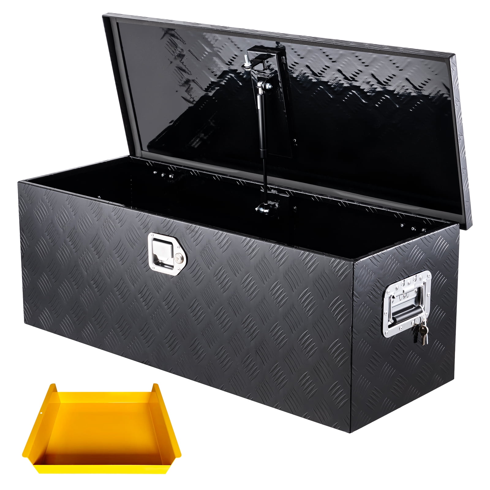 Anoncndin Truck Bed Tool Box, Aluminum Diamond Plate Storage Chest with Lock & Keys, Side Handle Cargo Organizer Trailer Tool Box for Pickup, RV, Trailer, Van, Garage