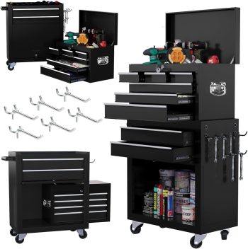 Artbros Rolling Tool Chest, Large Tool Cabinet with Wheels, Detachable Toolbox Storage for Garage, Repair Shop, Workshop