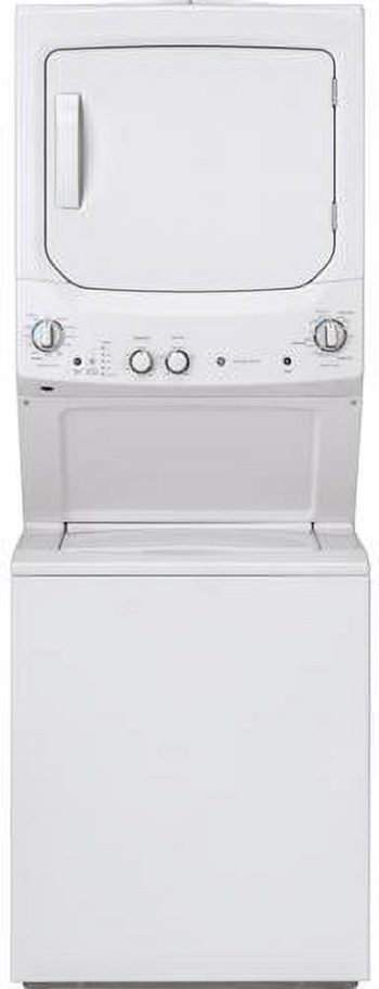 GE GUD27ESSMWW Unitized Spacemaker 3.8 Washer with Stainless Steel Basket and 5.9 Cu. Ft. Capacity Electric Dryer, White