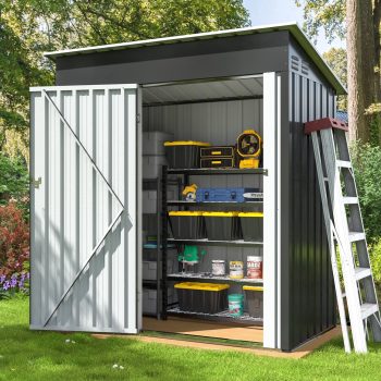NETAJE 5'x3' Outdoor Metal Storage Shed with Updated Frame Structure and Lockable Doors for Backyard Garden Patio Lawn