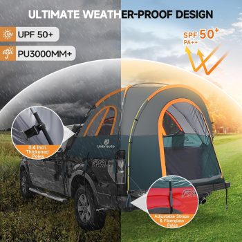 Umbrauto 5.5-6ft Truck Bed Tent, PU3000mm Waterproof 2-Person Pickup Camper Tent, & Orange