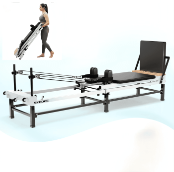 Syedee 91'' Foldable Pilates Equipment for Home Workouts,Pilates Reformer Machine for Home and Gym, Pilates Exercise Equipment with Jump Board, 220lbs resistance 5 Springs