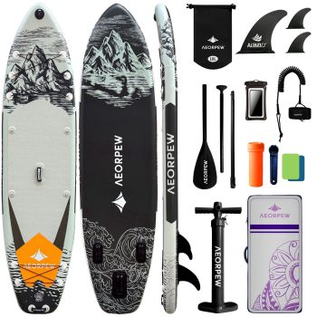 AEORPEW 34'' Wide Inflatable Paddle Board for Women with Premium Paddle Boards Accessories, Adj SUP Paddle, 100L Backpack, Suitable for Versatile SUP Boards of All Skills Levels