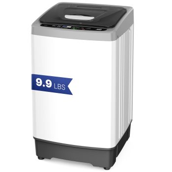 Upstreman Portable Fully Automatic Washing Machine W/ Drain Pump & LED Display, 1.38 cu.ft Top Load Washer Machine Compact Laundry, 8 Wash Programs, 3 Water Level & Temp, 24H Delay Start, White WM138