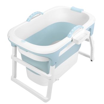 Meoldis 41 Inch Foldable Bathtub for Adults, Large Portable Soaking Tub with Lid, Collapsible Freestanding Tub for Shower, Bathroom, & Outdoor Use