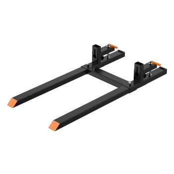 60" Clamp On Pallet Forks for Tractor Bucket, Heavy Duty Attachment with Adjustable Stabilizer Bar Compatible with Most Loader Buckets & Skid Steer Loaders