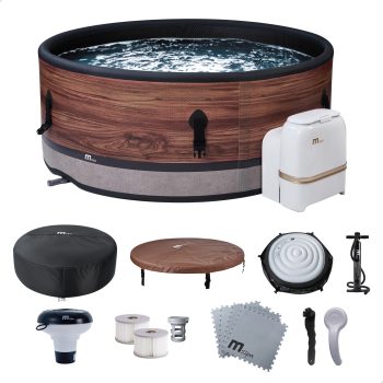 MSpa Duet 6-Person Round Inflatable Bubble Massage Spa w/ Thermal Cover, Energy-Efficient