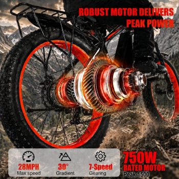 EOEOTWO 26'' Fat Tire Electric Mountain Bike for Adults, 48V 15Ah Battery, 60Miles Long Range, Fast Cruiser Ebike, All-Terrain Bicycle with Front Suspension & LED Display UL2849