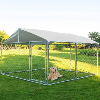 Haverchair Large Outdoor Dog Kennel, Heavy Duty Dog Kennel with Water&UV-Resistant Proof, Galvanized Steel Dog Pens Outside Dog House for Dog Run,Playpen (90" L x 90" W x 63" H)()