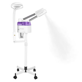 Professional 3 in 1 Facial Steamer with LED Light 360 Rotating Hydrating Facial Steamer for Home Spa Deep Cleansing Skin Care Equipment