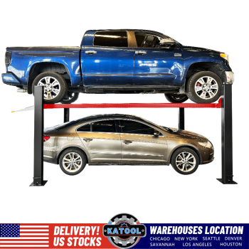 KT-4H950 110V 3.0HP Four Post Lift Car Truck Parking Hoist Aluminum Plate with Casters and 9500Lbs Lifting CapacityMax Lifting Height 84.5 Inch Extra Wide 113 Inch
