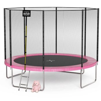 AOTOB 12FT Trampoline for Kids & Adults, 1400LBS Heavy-Duty Outdoor Backyard Trampoline with Safety Enclosure Net & Ladder, No Gap Design Birthday Gift