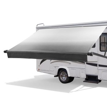VEVOR Motorized RV Awning Complete Kit, 15.06FT Electric Retractable RV Awning with Aluminum Alloy Frame & Waterproof Fabric, Outdoor Camping Trailer Awnings Fit Most RVs (15FT Type, Gradient Black)