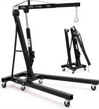 2-Ton Folding Engine Hoist Shop Crane with Telescopic Boom and 6 Swivel Casters