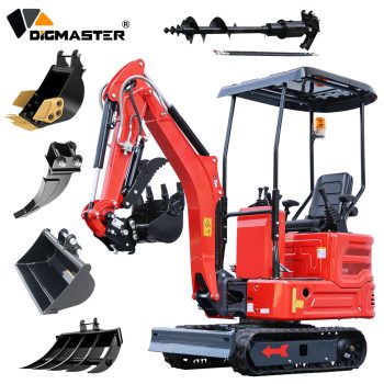 DigMaster 1.4 Ton Mini Excavator, Kubota Z482 Twin-Cylinder Diesel Engine, Side Swing Arm, Hydraulic Thumb, Compatible with Multiple Attachments, for Farms & Yards, EPA (90% Pre-Assembled)