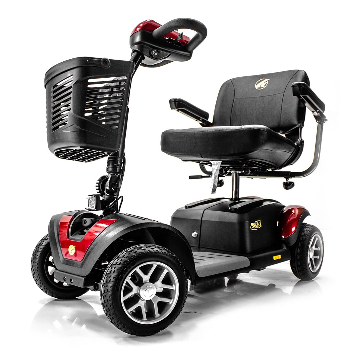 buzzaround ex extreme 4-wheel heavy duty - wide 20" seat - long range mobility scooter, red & blue panels included