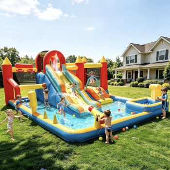 Funride XXL Inflatable Bounce House 9 in 1 for Kids 3+, 15x13FT Oversized Inflatable Water Slide Park, Indoor/Outdoor Bounce Castle w/ Blower