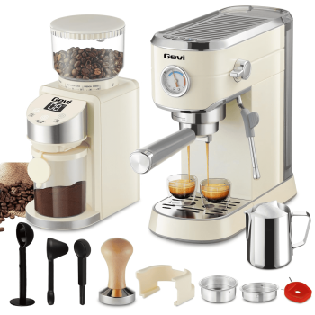 Gevi 20 Bar Espresso Machine & Burr Grinder Combo, 35 Precise Grind Settings, Professional Automatic Coffee Maker, Perfect Gift for Coffee Lovers