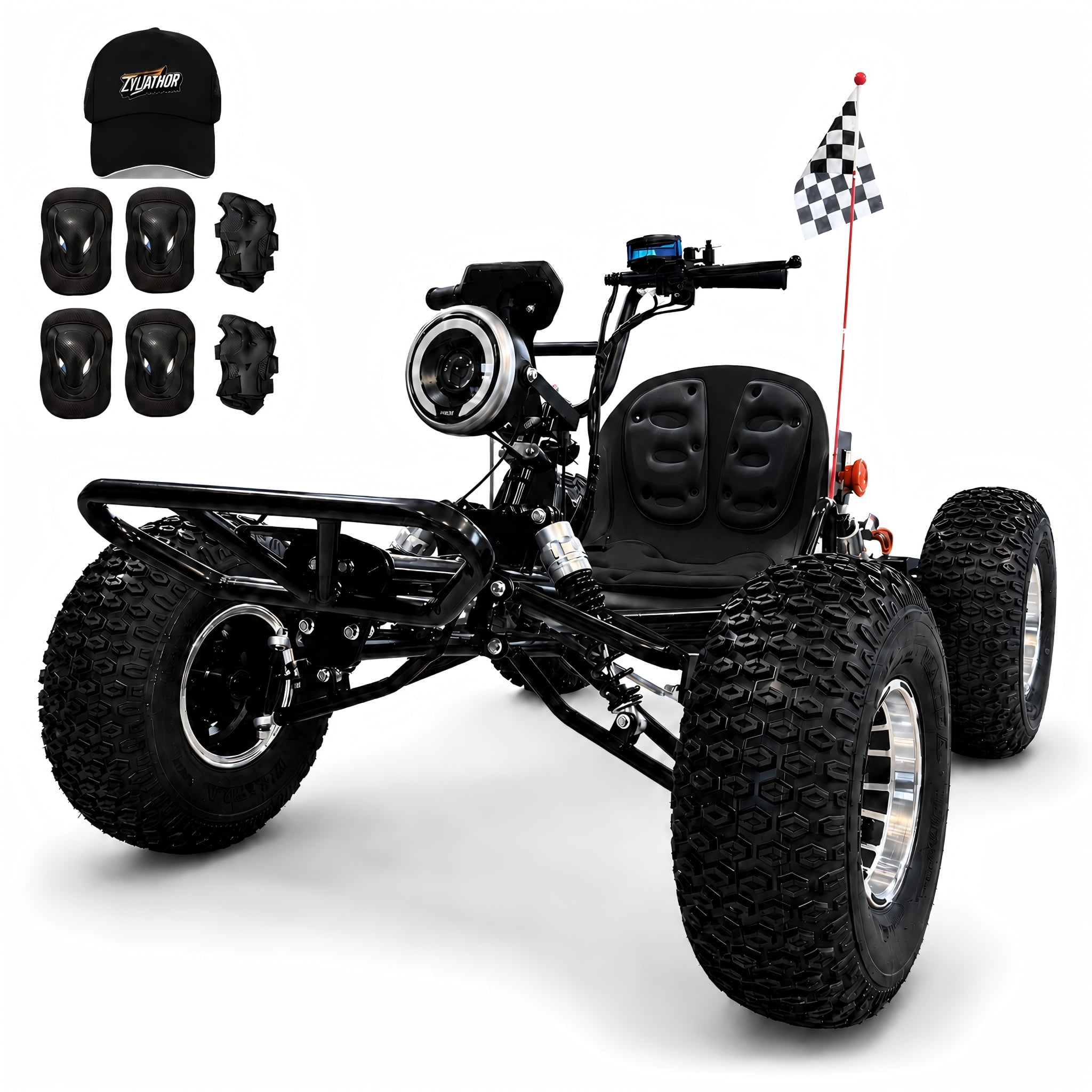 Zyliathor 72V 3000W Electric off-road Go Kart for Adults, Peak 10.8kW, up to 45 mph, 37-mile range, Shaft Drive, 19x7-8 Tires