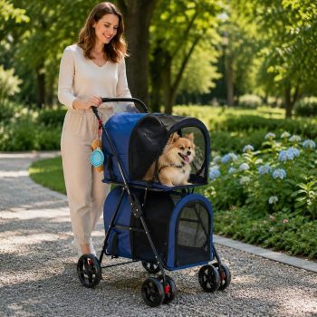 4-In-1 Double Pet Stroller with Detachable Carrier,c