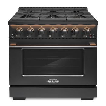 Cosmo 36 in. Vista Collection 5.4 cu. ft. Gas Range, 6 Burners, Convection Oven, LED Light Panel in Matte Black