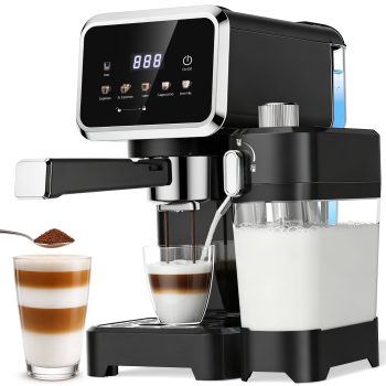 Ecojoy Espresso Machine with Color Touchscreen, 20 Bar Cappuccino Latte Machines with Automatic Milk Frother, Dual Boiler Espresso Coffee Maker for Home, 1350W
