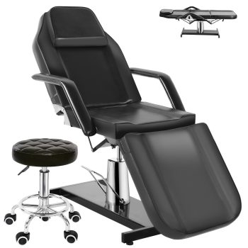 Facial Chair Lash Bed Esthetician Tattoo Chair for Client Beauty Barber Massage Bed with Hydraulic Stool, Adjustable Tattoo Spa Chair Facial Lash Bed