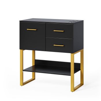 Salon Stations for Hair Stylist, Wall Mount Barber Station, Salon Storage Cabinet with Drawers & Hair Dryer Holders, Styling Salon Equipment for Beauty Spa Dresser