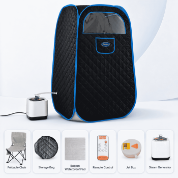 Genreen Sport 1-Person Portable Steam Sauna Tent, 1000W&2.2L Home Spa with Foldable Chair & Remote Control for Relaxation