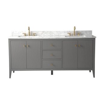 Vanity Art 72" Double Sink Bathroom Vanity Cabinet, Freestanding Storage Cabinet with Engineered Marble Top, Undermount Sinks, Drawer, and Shelve