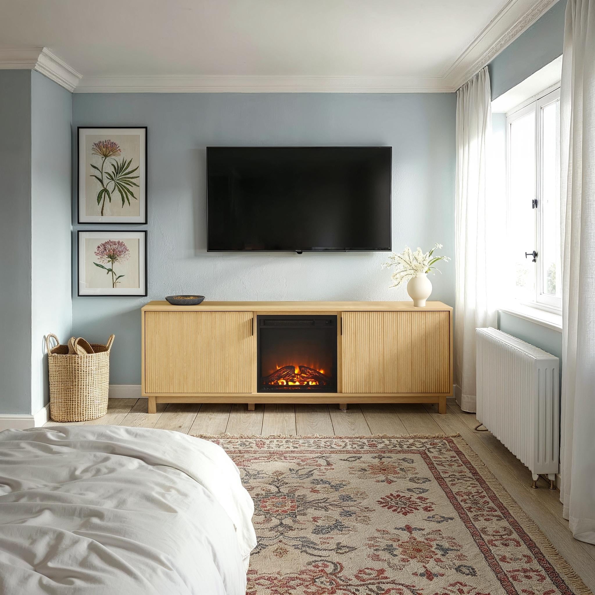 Walker Edison Modern 70" TV Stand with Electric Fireplace