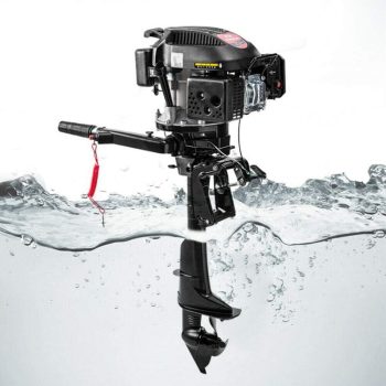 Miumaeov 6HP 4 Stroke Outboard Motor,140CC Heavy Duty Gas Powered Boat Engine with Water Cooling System Tiller control, Manual startBlack