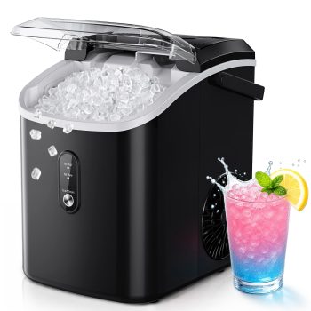 Simzlife 35lbs/24H Nugget Ice Maker Countertop,Portable Pebble Crushed Soft Chewable Ice Maker Machine with Self-Cleaning