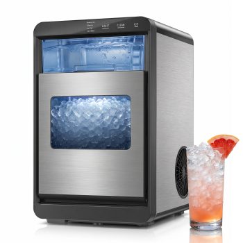 EKOJUCE 44Lbs/24H Nugget Ice Maker Countertop Soft Chewable Sonic-Style Pebble Ice, One-Touch Self-Cleaning, Stainless Steel, Sliver, for Home, Kitchen, Office, RV and Camping