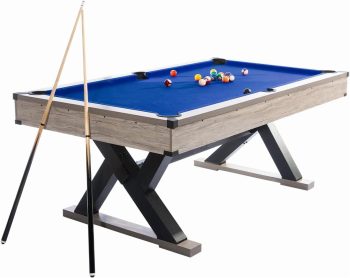 Rugerasy 7 Ft Pool Table,Heavy Duty Billiard Tables with Metal Support Frame,x-Shape Leg Design with 2 Cue Sticks,2 Chalks,Billiard Balls,Cleaning Brush All Complete Set