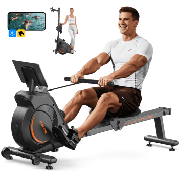 YOSUDA Magnetic Rowing Machine, 350 lbs Weight Capacity, 16 Levels Resistance, Indoor Foldable Row Machine H-181 for Home Workout with Bluetooth, App Supported