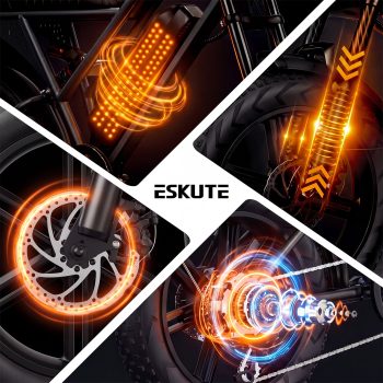 ESKUTE V100 Electric Bike for Teens Adults Students, 750W 20 Mph 48V 13 Ah,16"x4.0" Fat Tire E Bicycle, 7-Speed Dual Suspension Mountain EBike, UL2849