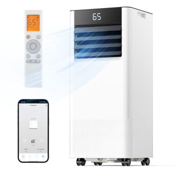 SIMZLIFE BTU Portable Air Conditioner with WIFI and Remote Control,Small AC Unit with Dehumidifier and Fan for Rooms up to 550 Sq. Ft., White