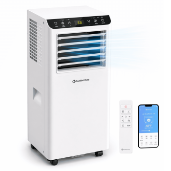 Comfort Zone Portable Air Conditioner, 8,000/5,000 BTU, WiFi Enabled with Remote Control and Programmable Timer
