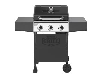 Expert Grill, 3-Burner Propane Gas Grill with Side Table and Wheels, Black