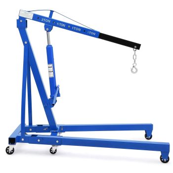 2 Ton (4400 Lbs) Hydraulic Engine Hoist Cherry Picker, HeavyDuty Steel Engine Crane with 4Position Adjustable Boom, Foldable Portable Lifter for Auto Repair Garage Workshop, Blue