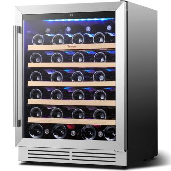 Yeego 24" Wine Refrigerator Cooler, 52 Bottle Wine Fridge Built-in or Freestanding,Under Counter Compressor Fridge with Glass Door for Home