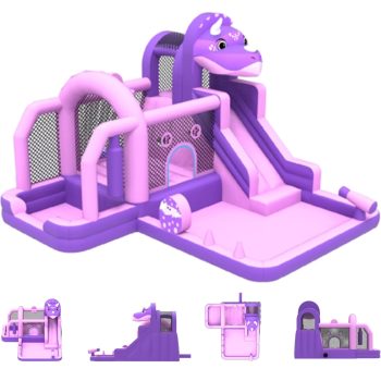 Lumiparty Inflatable Bounce House for Kids, Large Jumping Castle with Slide, Climbing Wall, Obstacles & Trampoline, Indoor & Outdoor Bouncer for Backyard Parties