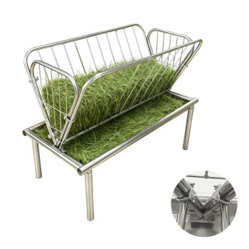 4ft Galvanized Steel Ranch Feeder, 2 in 1 Hay Rack with Deep Feed Pan, Heavy Duty Livestock Feeder for Sheep Goat Mini Horse Calf Pasture Use
