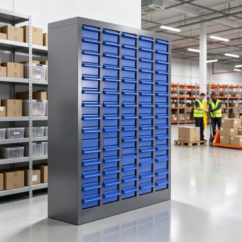 Muweixin 100 Drawer Parts Organizer Cabinet, Blue Plastic Drawer Bins, Multi-purpose Storage Cabinet for Screws, Nuts, Tools, Office Supplies, Garage Organization